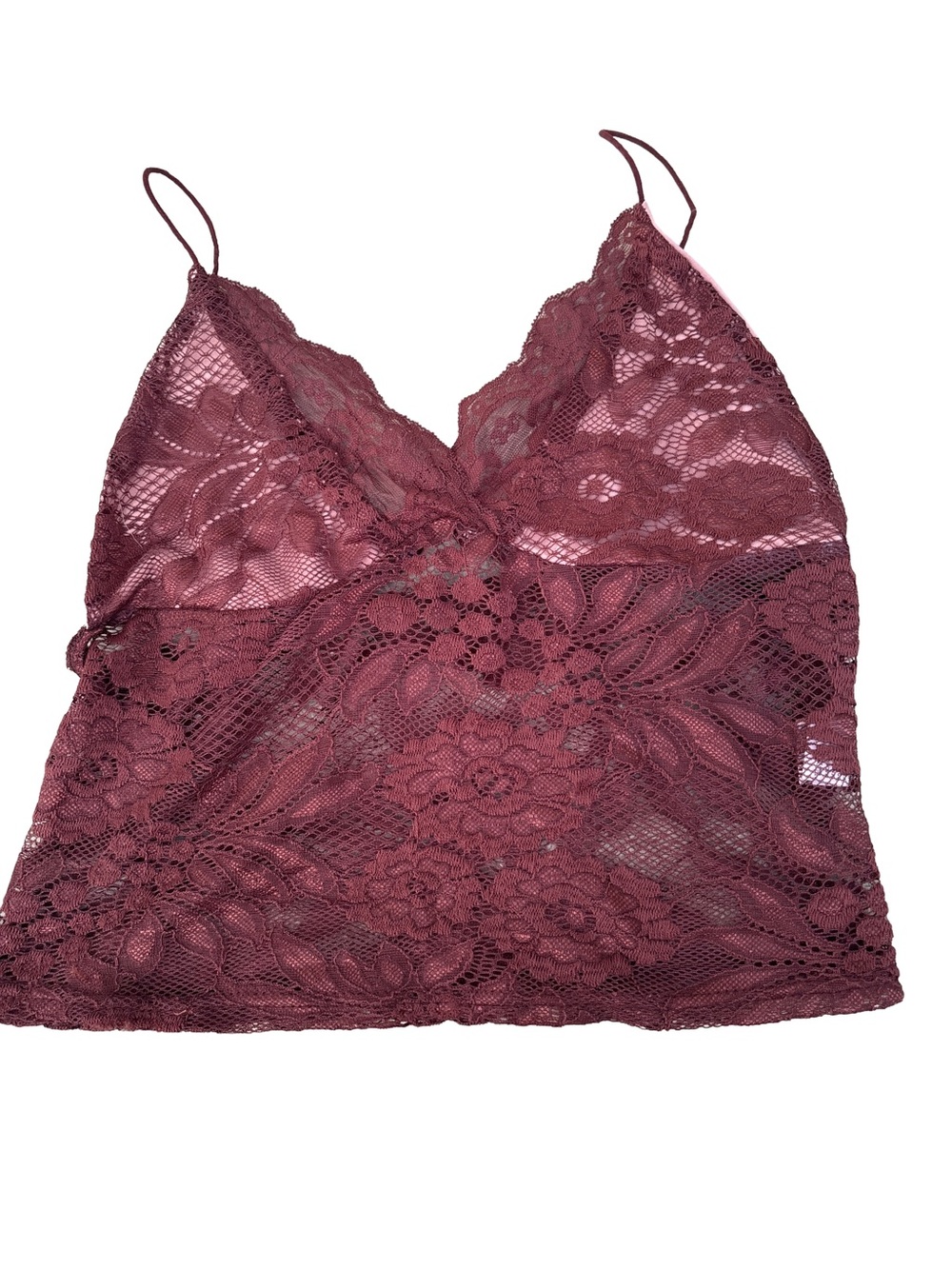 Y2K Brown Floral Lace Layered Cami Top